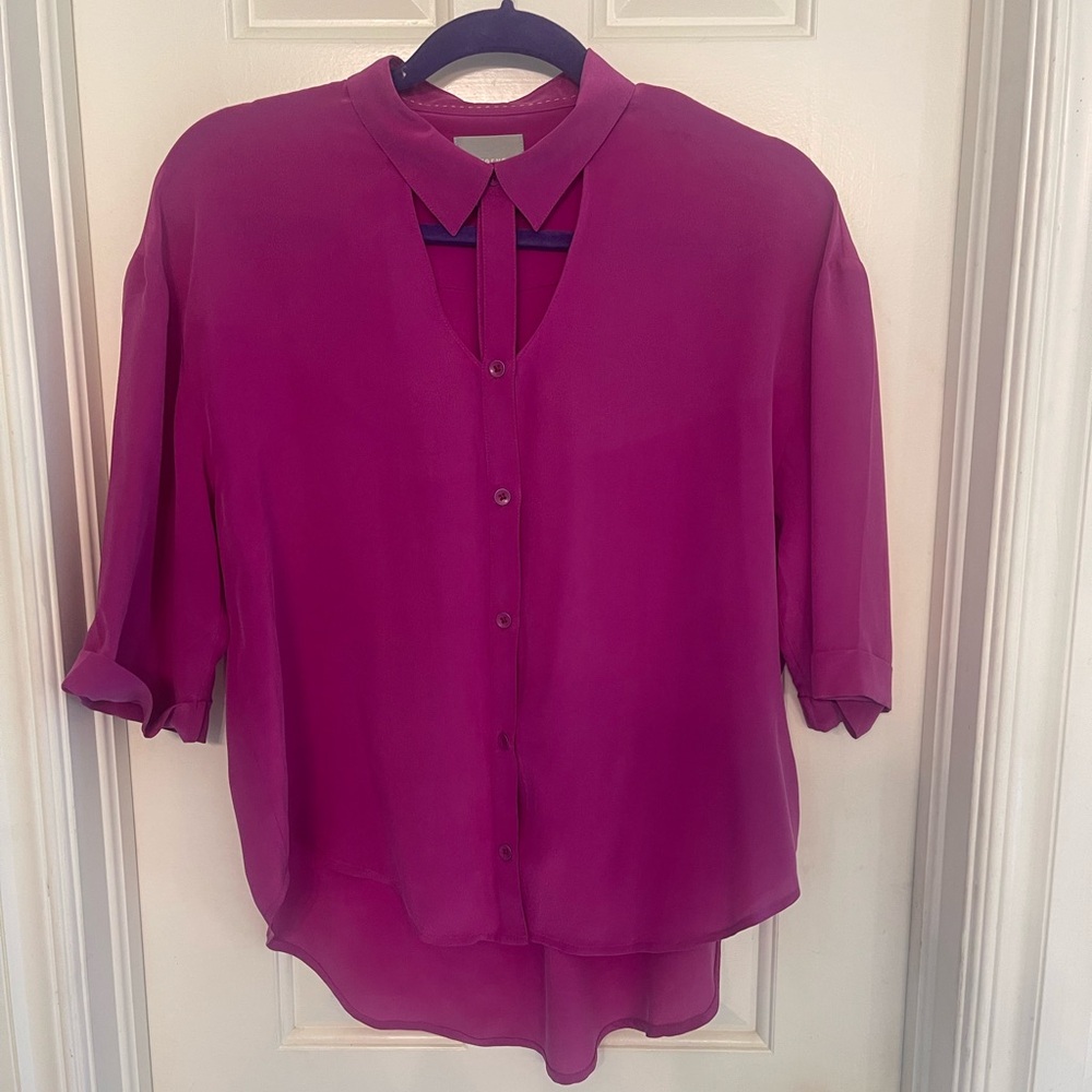 Maeve Vibrant Pink-ish-Purple Silk Blouse
